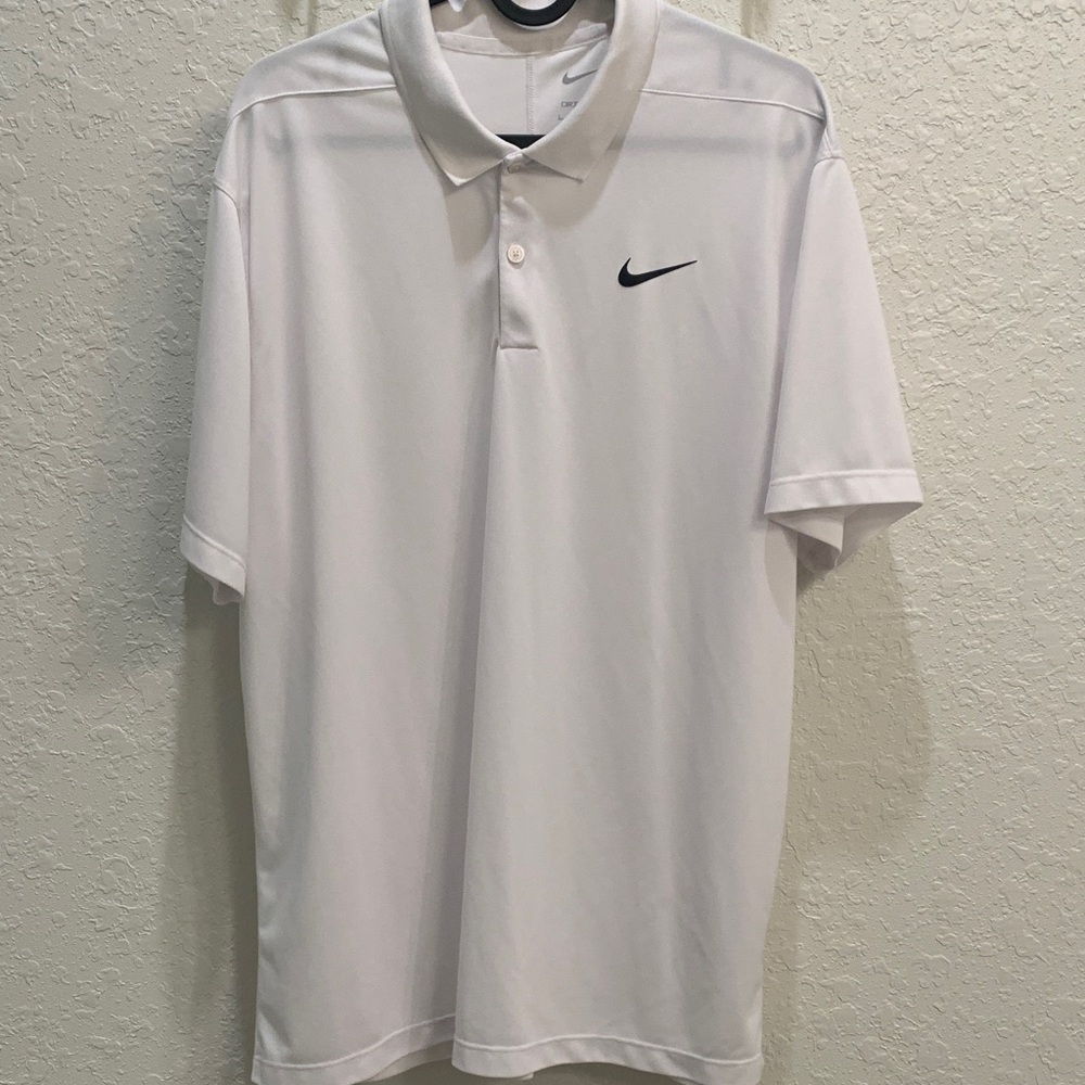 Nike White Polo Shirt with Black Swoosh